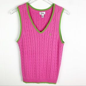 Vintage Lilly Pulitzer White Label Pink Sweater Vest, Size Large